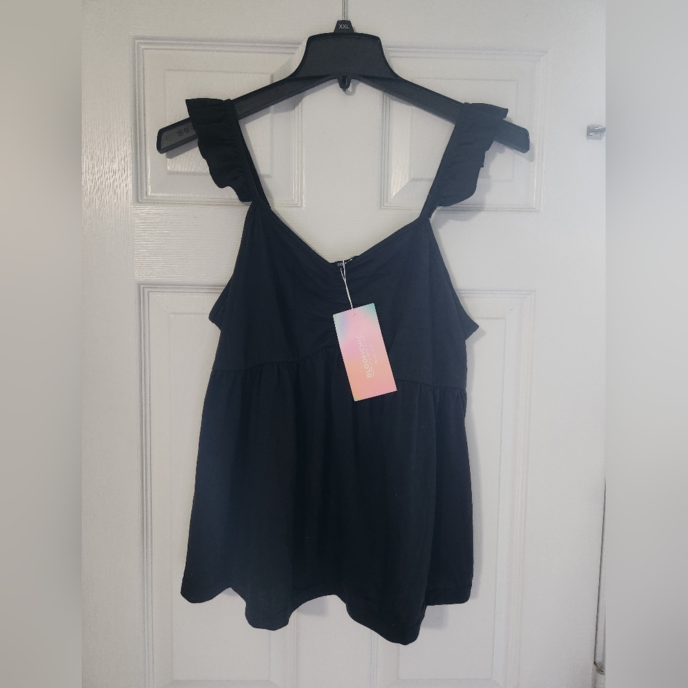 Bloomchic black cami with frills on the straps